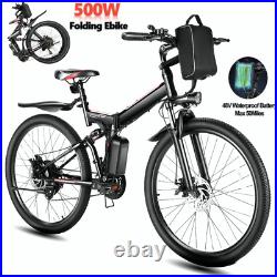 NEW 500W 48V Folding e Bike 26 Electric Bike 21-Speed Mountain Bicycle 20mph