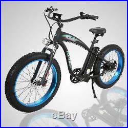 New 1000W Hammer Electric Fat Tire Bike Beach Snow City Road Bicycle Ebike Blue