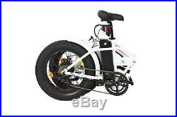 New 20 Folding White 36V 500W 20Mph/H 7 Speed Electric Bicycle E-Bike Fat Tire