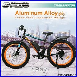 New 26 500W 13AH Fat Tire Electric Bicycle Mountain Snow Beach EBike 7 Speed
