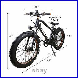 New NAKTO 26 500W Electric Bike Fat Tire Mountain eBike 48V 12A Lithium Battery