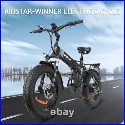 Ridstar 1000W 48V Fat Tire Folding Electric Mountain Bicycle Beach City EBike US