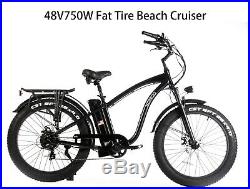 SOHOO 48V750W16AH Beach Cruiser Electric Bicycle Fat Tire E-Bike Mountain Bike