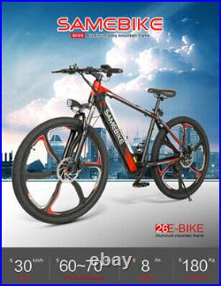 Samebike 26 Inch Electric Mountain Bicycle 350W Smart Moped E-Bike 7 Speed Black
