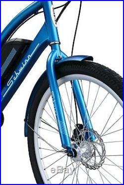 Schwinn 26 Constance 250 Watt 7-Speed Aluminum Frame Cruiser E-Bike Blue