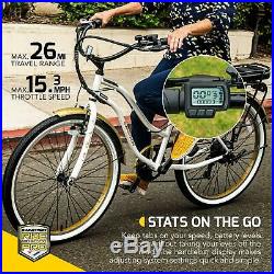 Swagtron EB10 Electric Cruiser Bike Full-Sized 26-Inch eBike withRemovable Battery