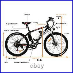 VIVI 26'' Electric Bicycle 350W eBike Shimano 21 Speed with 36V Removable Battery