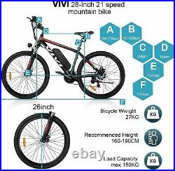 VIVI 27.5'' Electric Bike 350W Mountain E-Bike Commuter Bike Removable 2022 USA