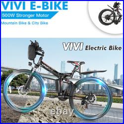 VIVI 500W 48V Electric Bike 26'' Folding eBike Adults E-Mountain Bicycle 22mph^^