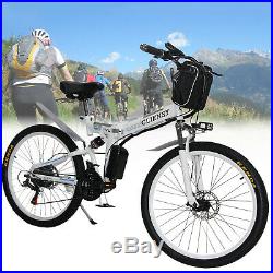 White 26 CLIENSY Folding Electric Bike City Mountain Cycling EBike 36V 350W New