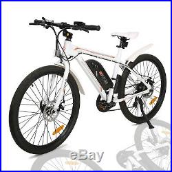 White 350W 36V Electric Bicycle e Bike 7 speed 20 mph Li-ion Battery LED Display