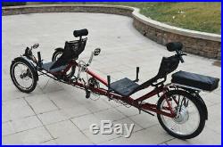 ZZMerck 48v/500w 3 Wheel Tandem Recumbent Electric Bicycle Ebike NEW